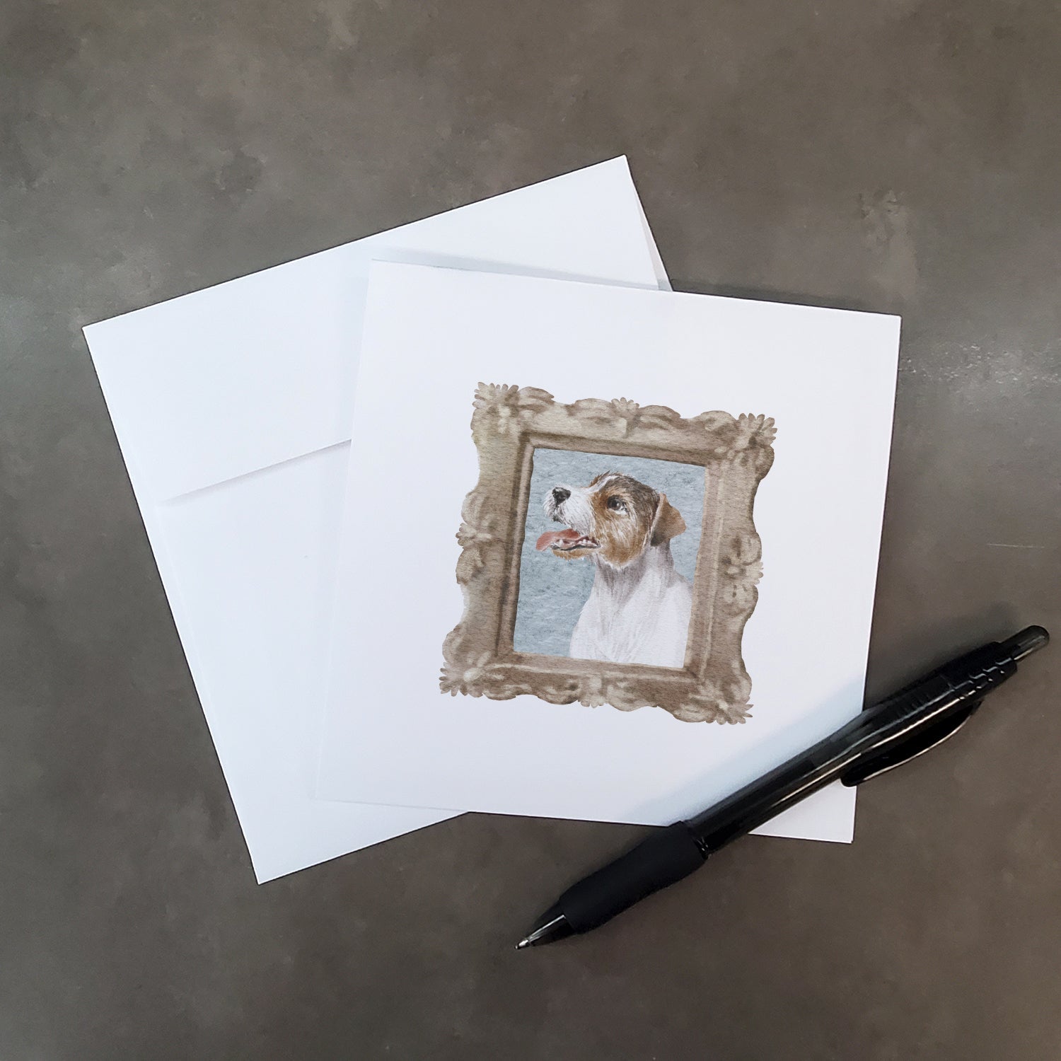 Jack Russell Terrier Tricolor Side View Pretty as a Picture Square Greeting Cards and Envelopes Pack of 8 Blank Cards with Envelopes Blank Thank You Note Greeting Cards Stationery