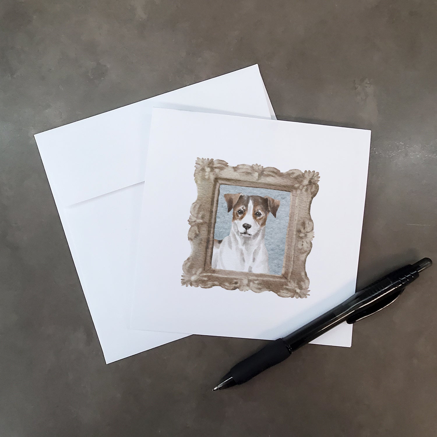 Jack Russell Terrier Tricolor Front View 2 Pretty as a Picture Square Greeting Cards and Envelopes Pack of 8 Blank Cards with Envelopes Blank Thank You Note Greeting Cards Stationery