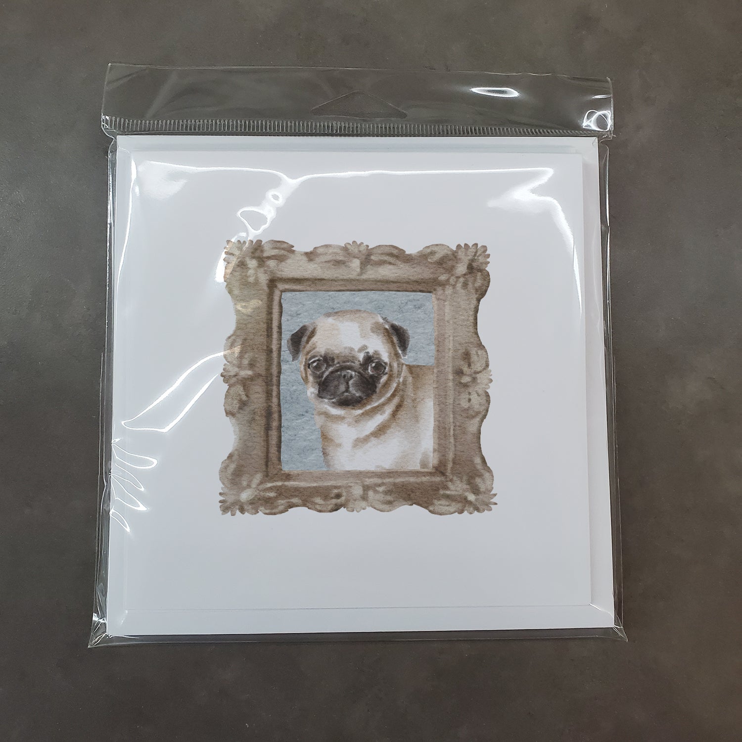 Pug Fawn Front View Pretty as a Picture Square Greeting Cards and Envelopes Pack of 8 Blank Cards with Envelopes Blank Thank You Note Greeting Cards Stationery