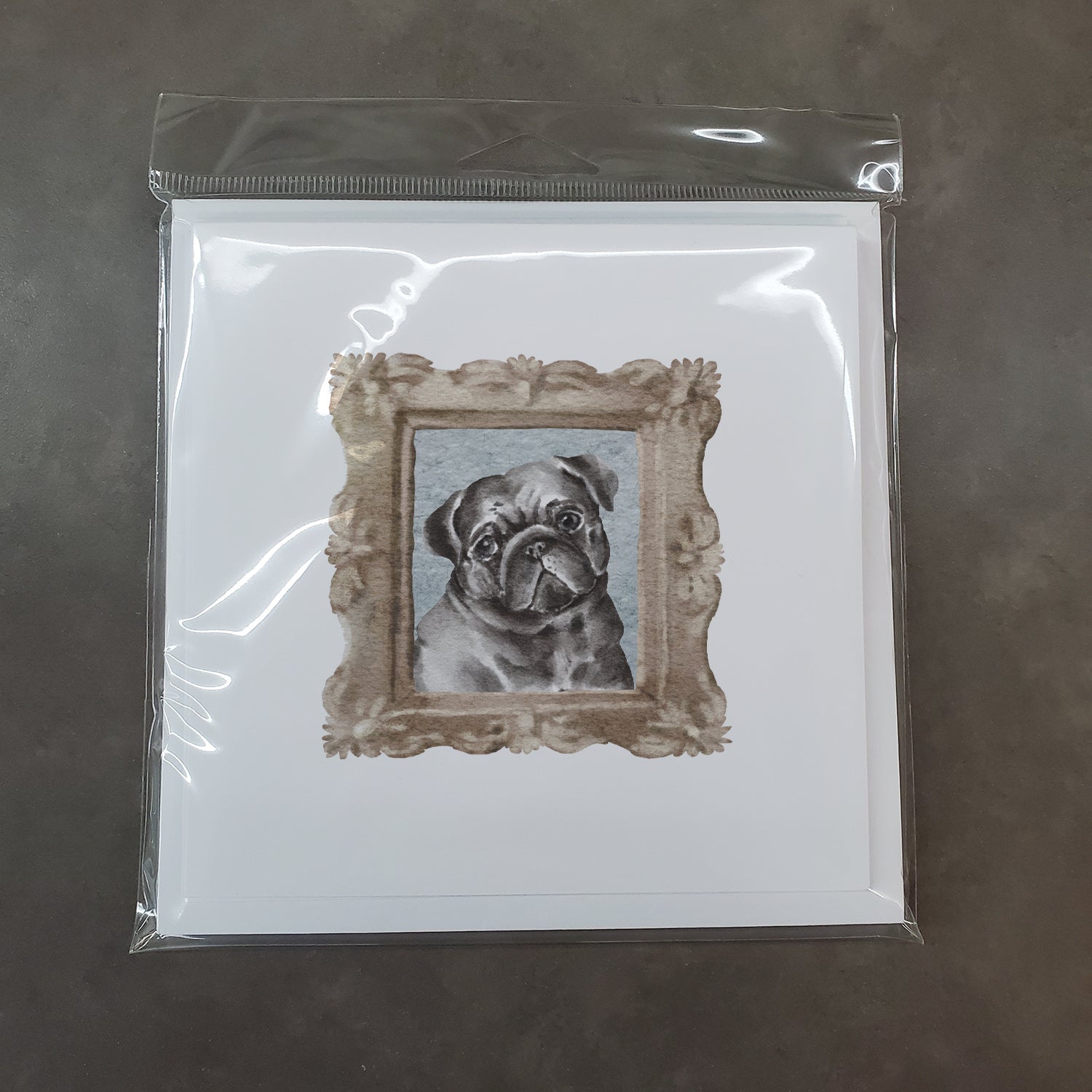 Pug Black Front View Pretty as a Picture Square Greeting Cards and Envelopes Pack of 8 Blank Cards with Envelopes Blank Thank You Note Greeting Cards Stationery