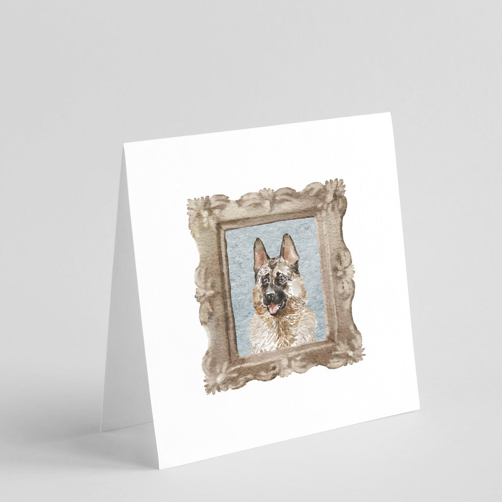 German Shepherd Front View 2 Pretty as a Picture Square Greeting Cards and Envelopes Pack of 8 Blank Cards with Envelopes Blank Thank You Note Greeting Cards Stationery