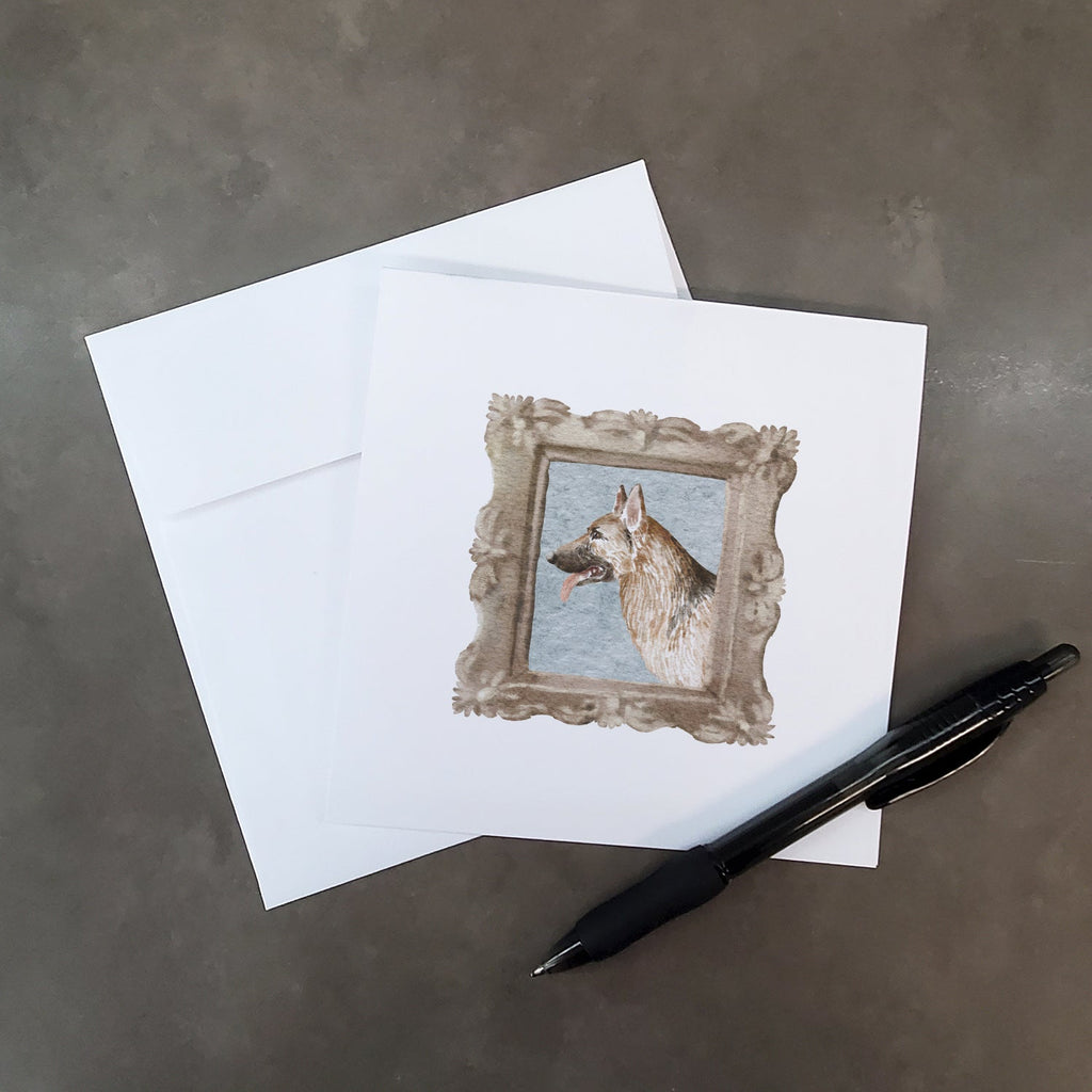 German Shepherd Side View Pretty as a Picture Square Greeting Cards and Envelopes Pack of 8 Blank Cards with Envelopes Blank Thank You Note Greeting Cards Stationery