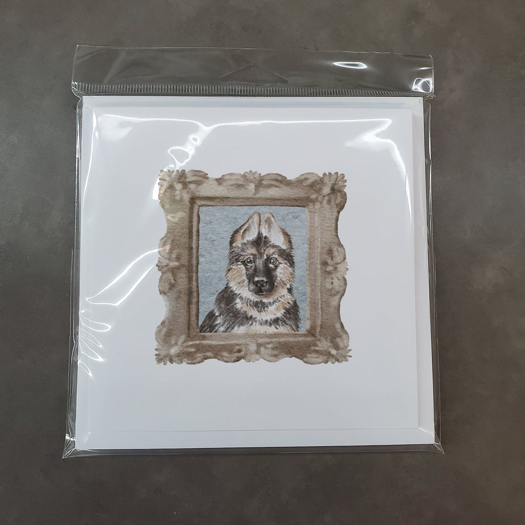 German Shepherd Puppy Pretty as a Picture Square Greeting Cards and Envelopes Pack of 8 Blank Cards with Envelopes Blank Thank You Note Greeting Cards Stationery