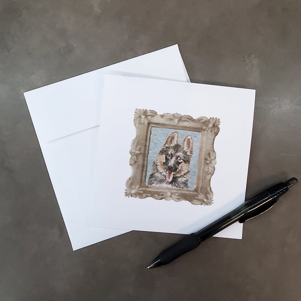 German Shepherd Smile Pretty as a Picture Square Greeting Cards and Envelopes Pack of 8 Blank Cards with Envelopes Blank Thank You Note Greeting Cards Stationery