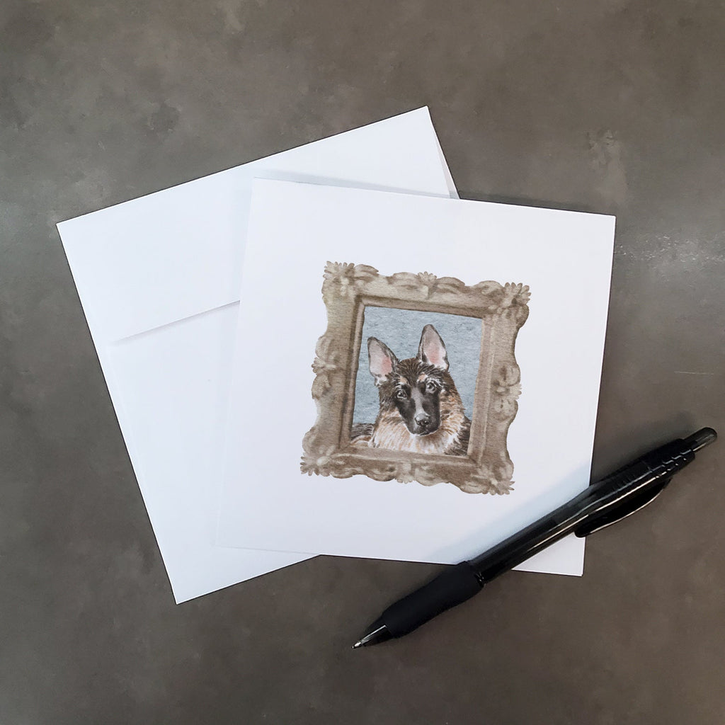 German Shepherd Head Tilt Pretty as a Picture Square Greeting Cards and Envelopes Pack of 8 Blank Cards with Envelopes Blank Thank You Note Greeting Cards Stationery
