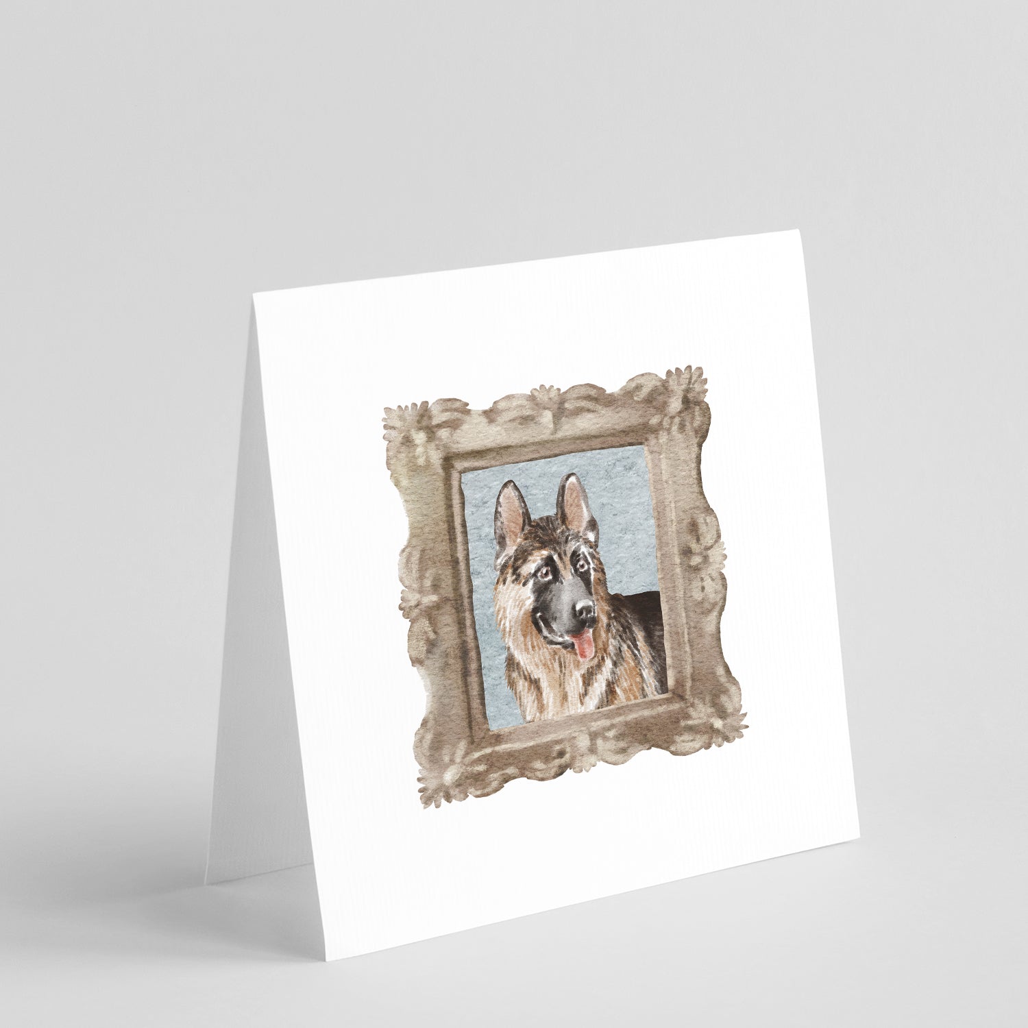 German Shepherd Side View Smile Pretty as a Picture Square Greeting Cards and Envelopes Pack of 8 Blank Cards with Envelopes Blank Thank You Note Greeting Cards Stationery