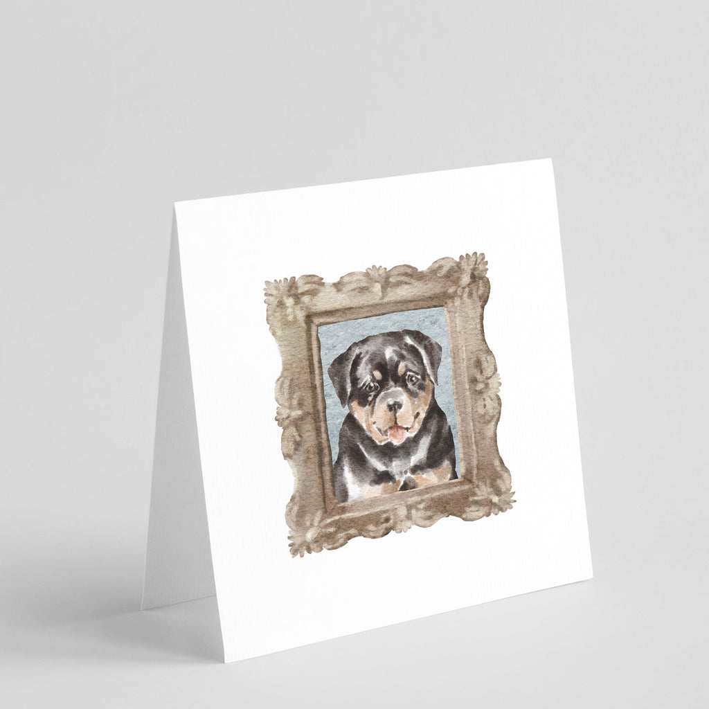 Rottweiler Puppy Smile Pretty as a Picture Square Greeting Cards and Envelopes Pack of 8 Blank Cards with Envelopes Blank Thank You Note Greeting Cards Stationery