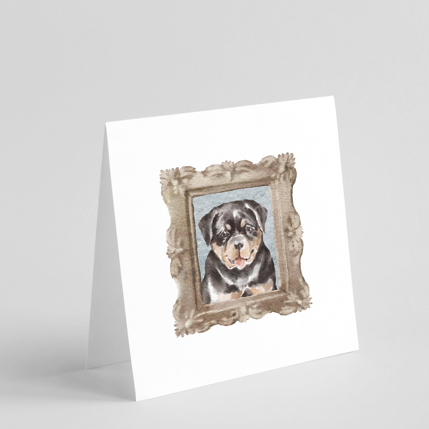 Rottweiler Puppy Smile Pretty as a Picture Square Greeting Cards and Envelopes Pack of 8 Blank Cards with Envelopes Blank Thank You Note Greeting Cards Stationery