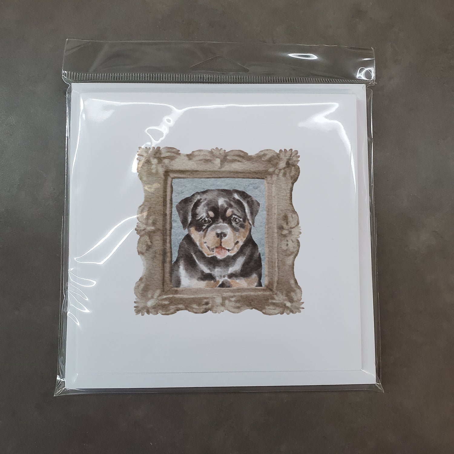 Rottweiler Puppy Smile Pretty as a Picture Square Greeting Cards and Envelopes Pack of 8 Blank Cards with Envelopes Blank Thank You Note Greeting Cards Stationery