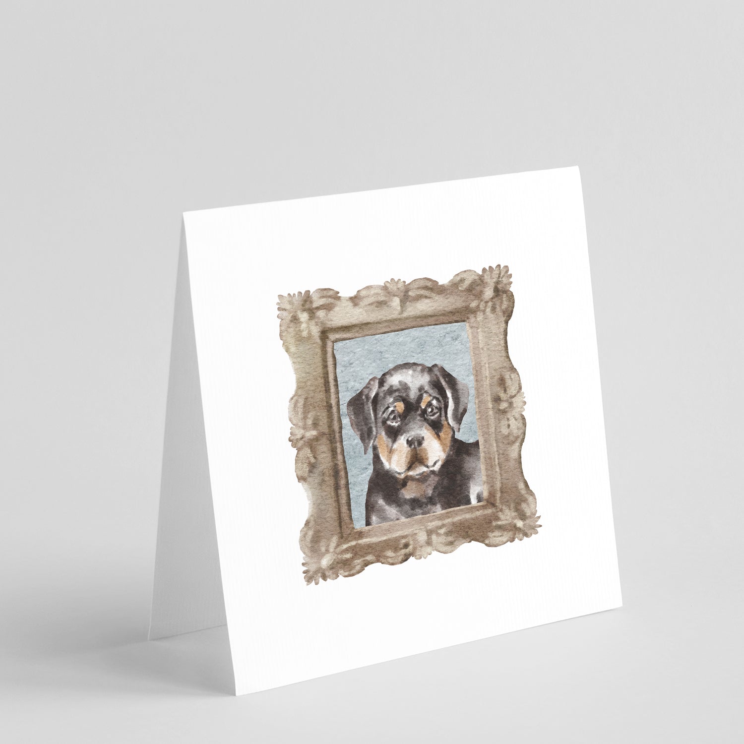 Rottweiler Puppy Front View Pretty as a Picture Square Greeting Cards and Envelopes Pack of 8 Blank Cards with Envelopes Blank Thank You Note Greeting Cards Stationery