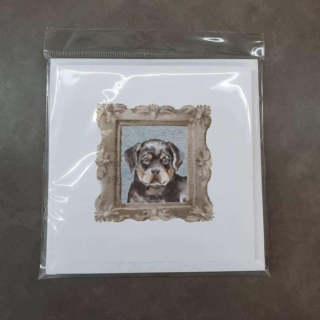 Rottweiler Puppy Front View Pretty as a Picture Square Greeting Cards and Envelopes Pack of 8 Blank Cards with Envelopes Blank Thank You Note Greeting Cards Stationery