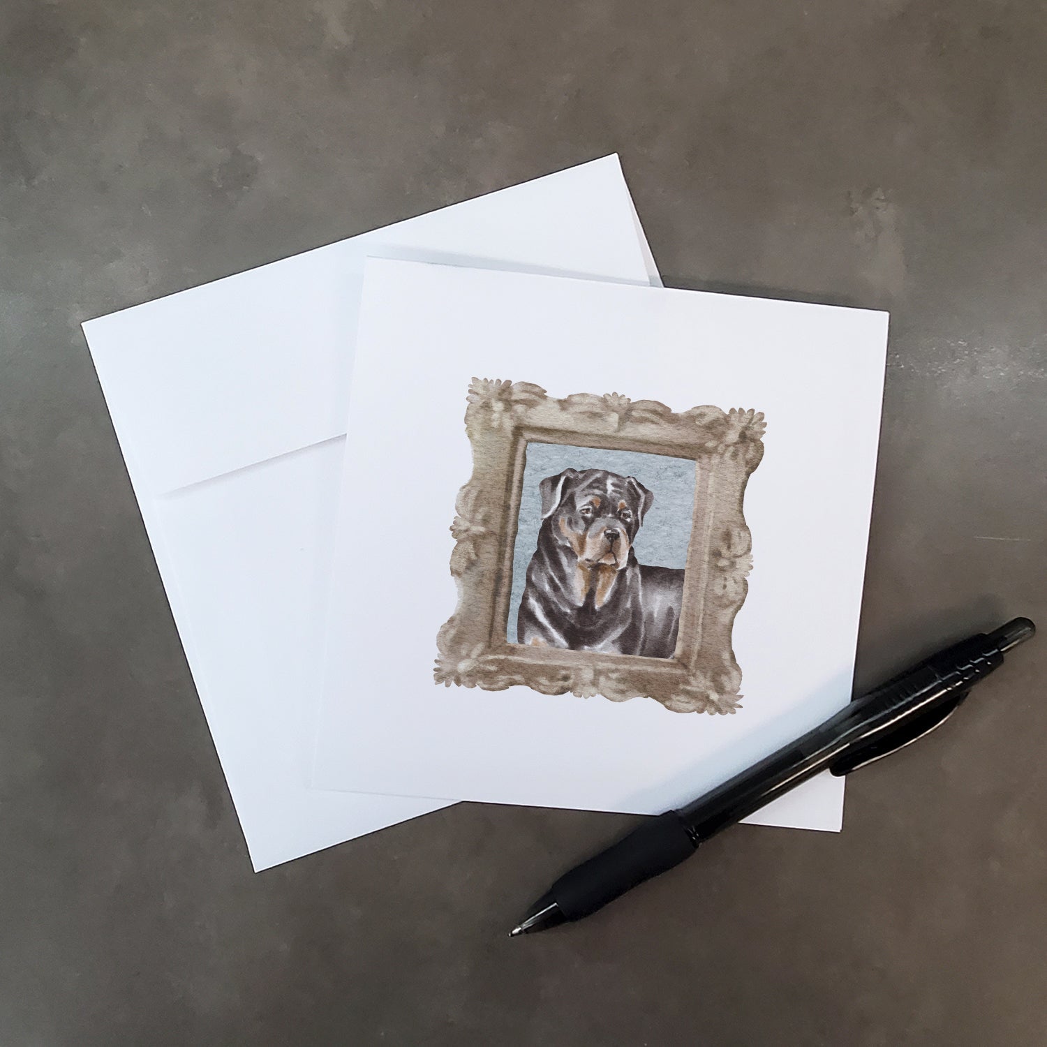 Rottweiler Front View 4 Pretty as a Picture Square Greeting Cards and Envelopes Pack of 8 Blank Cards with Envelopes Blank Thank You Note Greeting Cards Stationery
