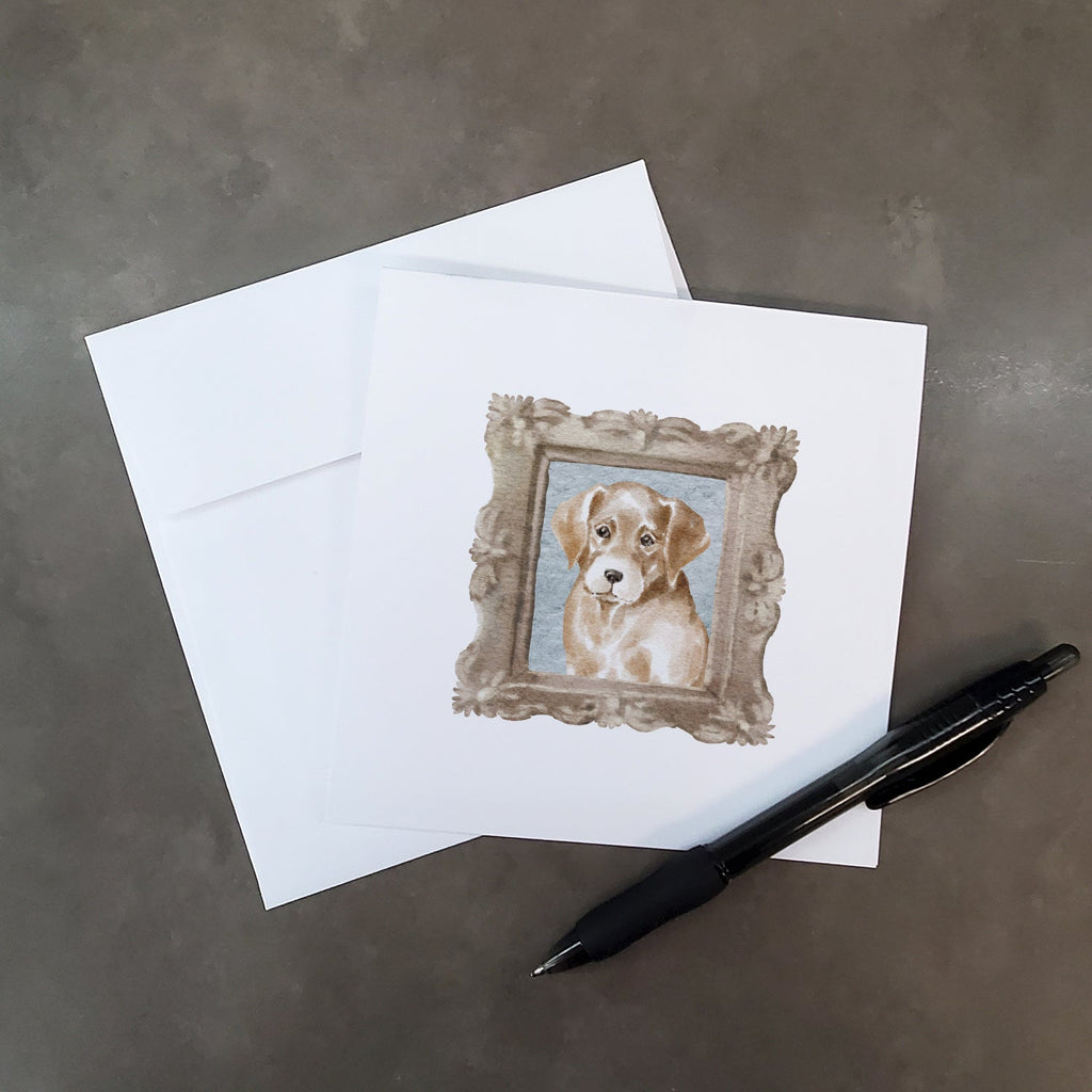Labrador Retriever Yellow Puppy Front View Pretty as a Picture Square Greeting Cards and Envelopes Pack of 8 Blank Cards with Envelopes Blank Thank You Note Greeting Cards Stationery