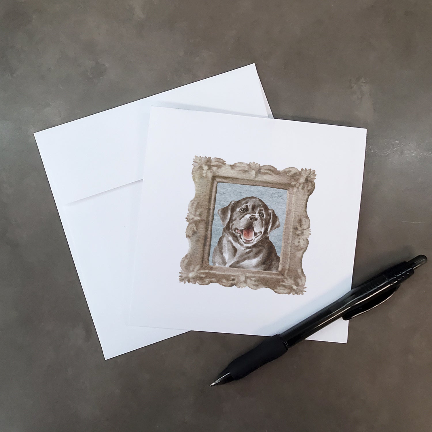 Labrador Retriever Black Puppy Smile Pretty as a Picture Square Greeting Cards and Envelopes Pack of 8 Blank Cards with Envelopes Blank Thank You Note Greeting Cards Stationery