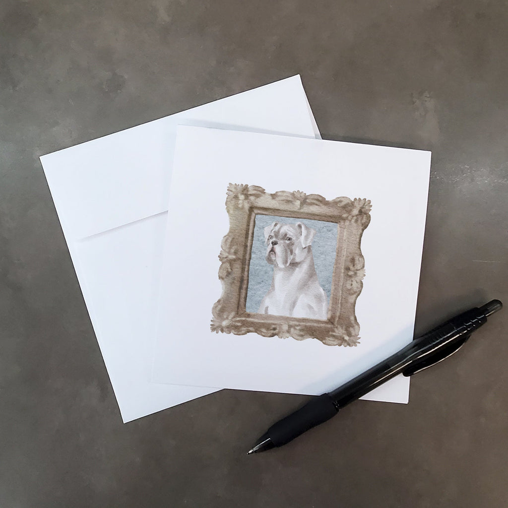 Boxer White Side View Pretty as a Picture Square Greeting Cards and Envelopes Pack of 8 Blank Cards with Envelopes Blank Thank You Note Greeting Cards Stationery