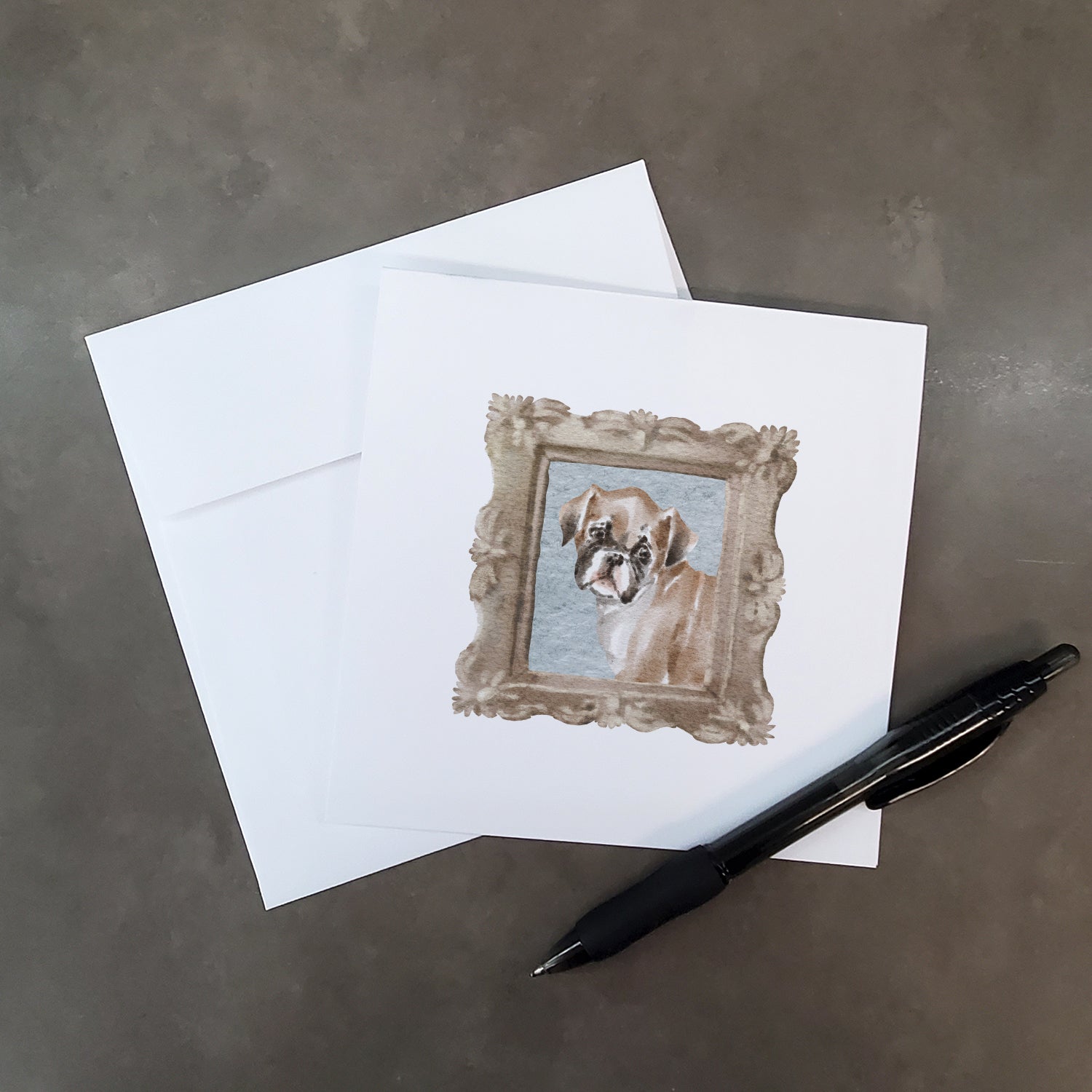 Boxer Fawn Puppy Pretty as a Picture Square Greeting Cards and Envelopes Pack of 8 Blank Cards with Envelopes Blank Thank You Note Greeting Cards Stationery