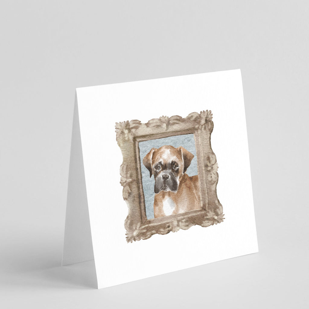 Boxer Fawn Front View Pretty as a Picture Square Greeting Cards and Envelopes Pack of 8 Blank Cards with Envelopes Blank Thank You Note Greeting Cards Stationery