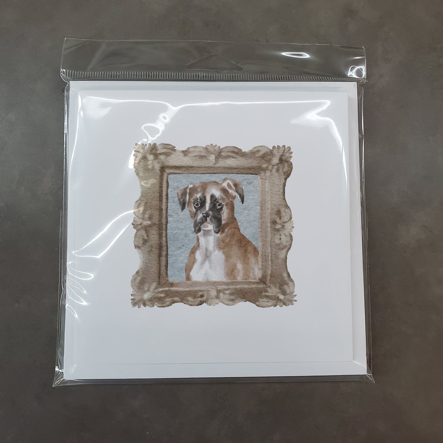Boxer Fawn Listening Ear Pretty as a Picture Square Greeting Cards and Envelopes Pack of 8 Blank Cards with Envelopes Blank Thank You Note Greeting Cards Stationery