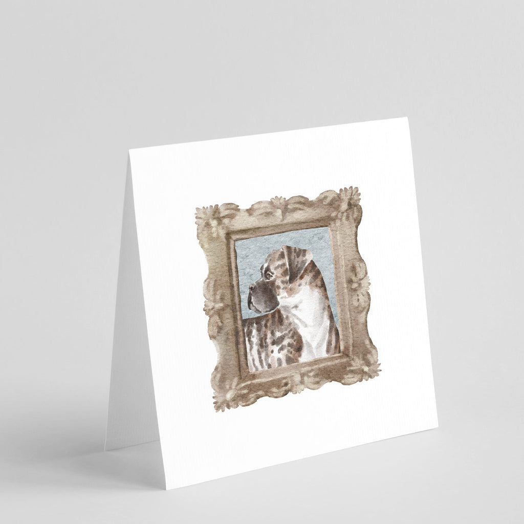 Boxer Brindle Side View Pretty as a Picture Square Greeting Cards and Envelopes Pack of 8 Blank Cards with Envelopes Blank Thank You Note Greeting Cards Stationery