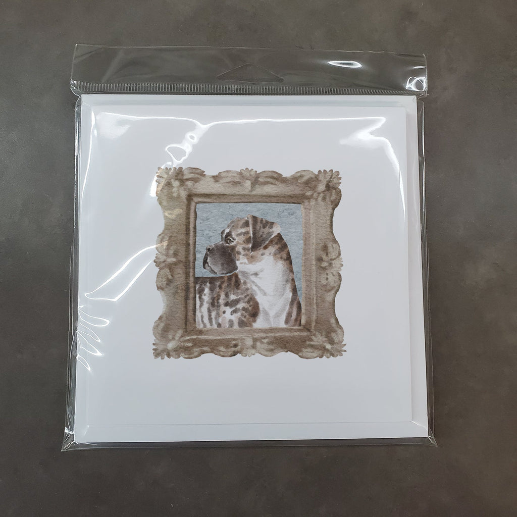 Boxer Brindle Side View Pretty as a Picture Square Greeting Cards and Envelopes Pack of 8 Blank Cards with Envelopes Blank Thank You Note Greeting Cards Stationery