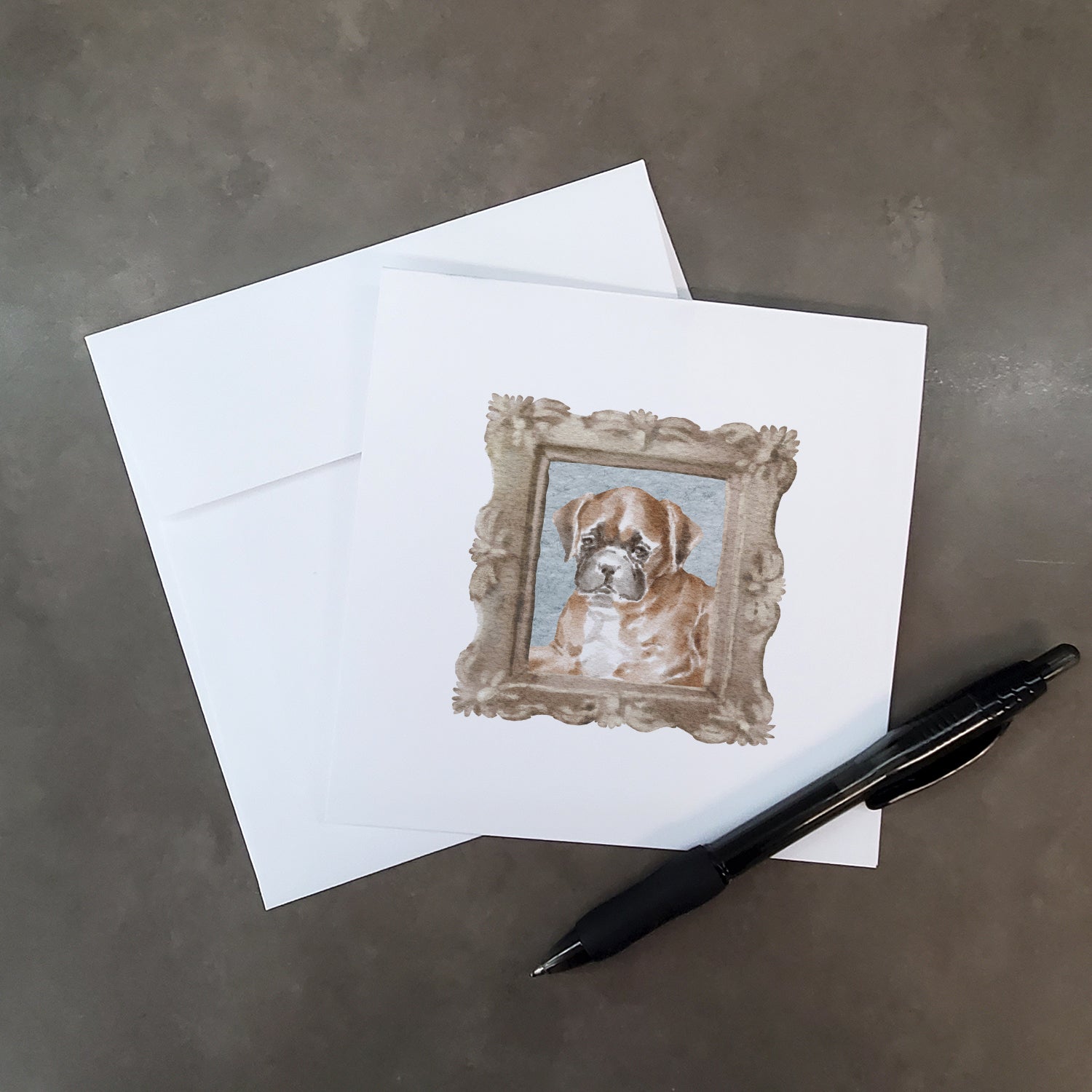 Boxer Fawn Puppy 2 Pretty as a Picture Square Greeting Cards and Envelopes Pack of 8 Blank Cards with Envelopes Blank Thank You Note Greeting Cards Stationery
