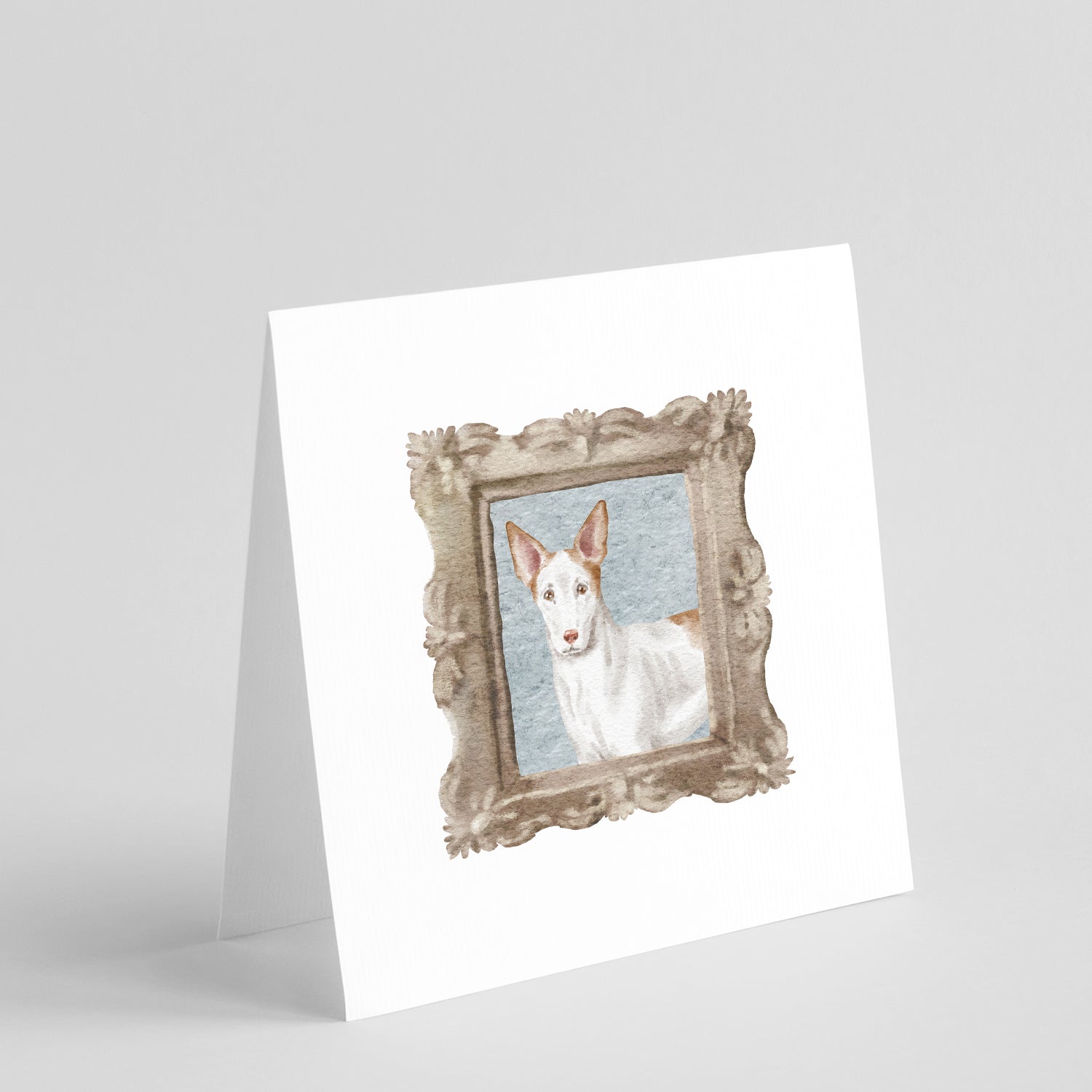 Ibizan Hound Front View Pretty as a Picture Square Greeting Cards and Envelopes Pack of 8 Blank Cards with Envelopes Blank Thank You Note Greeting Cards Stationery