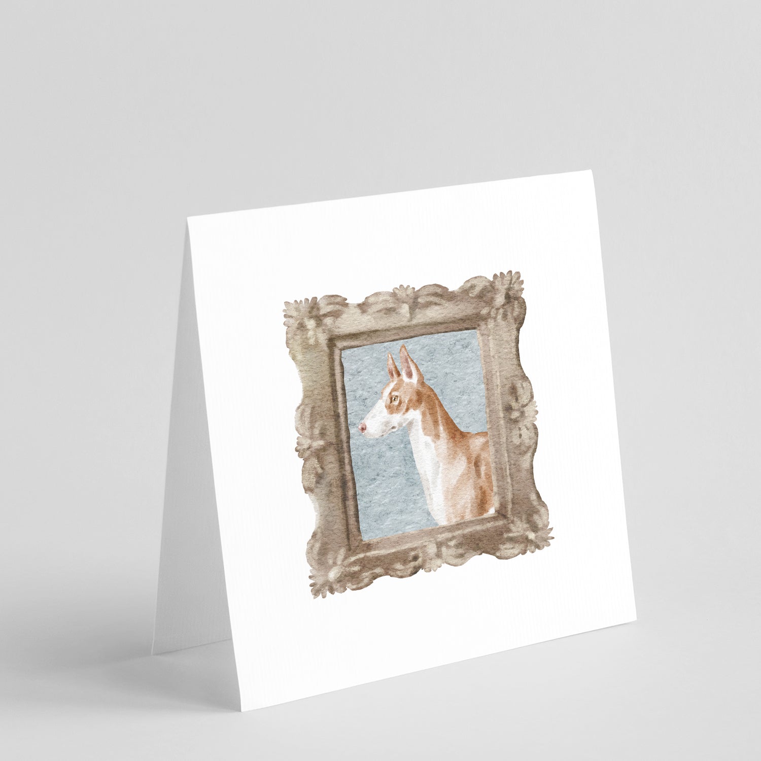 Ibizan Hound Side View Pretty as a Picture Square Greeting Cards and Envelopes Pack of 8 Blank Cards with Envelopes Blank Thank You Note Greeting Cards Stationery