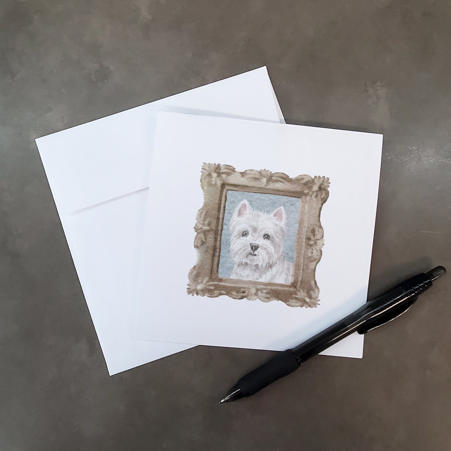 West Highland White Terrier Front View 2 Pretty as a Picture Square Greeting Cards and Envelopes Pack of 8 Blank Cards with Envelopes Blank Thank You Note Greeting Cards Stationery