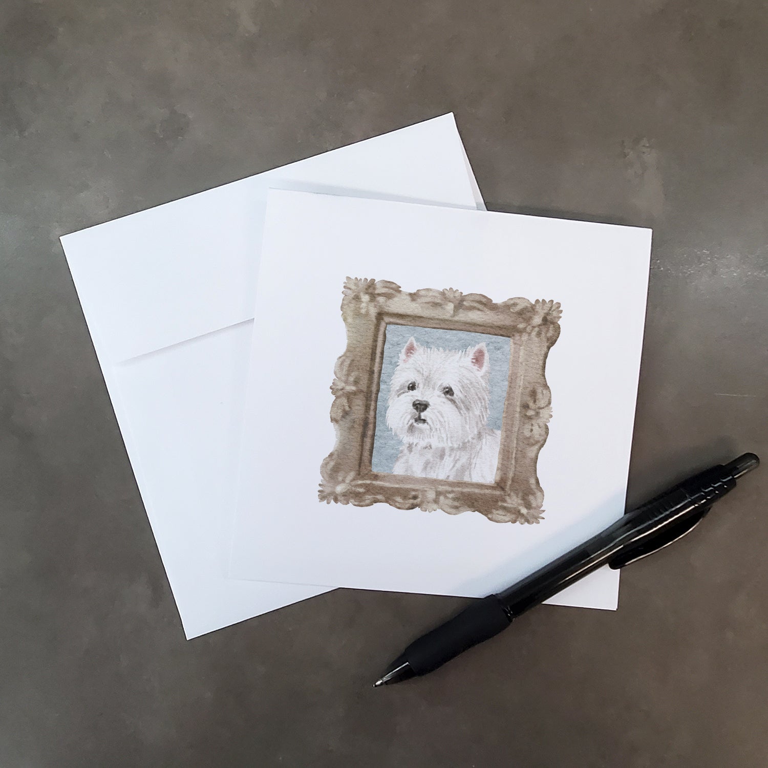 West Highland White Terrier Front View 3 Pretty as a Picture Square Greeting Cards and Envelopes Pack of 8 Blank Cards with Envelopes Blank Thank You Note Greeting Cards Stationery