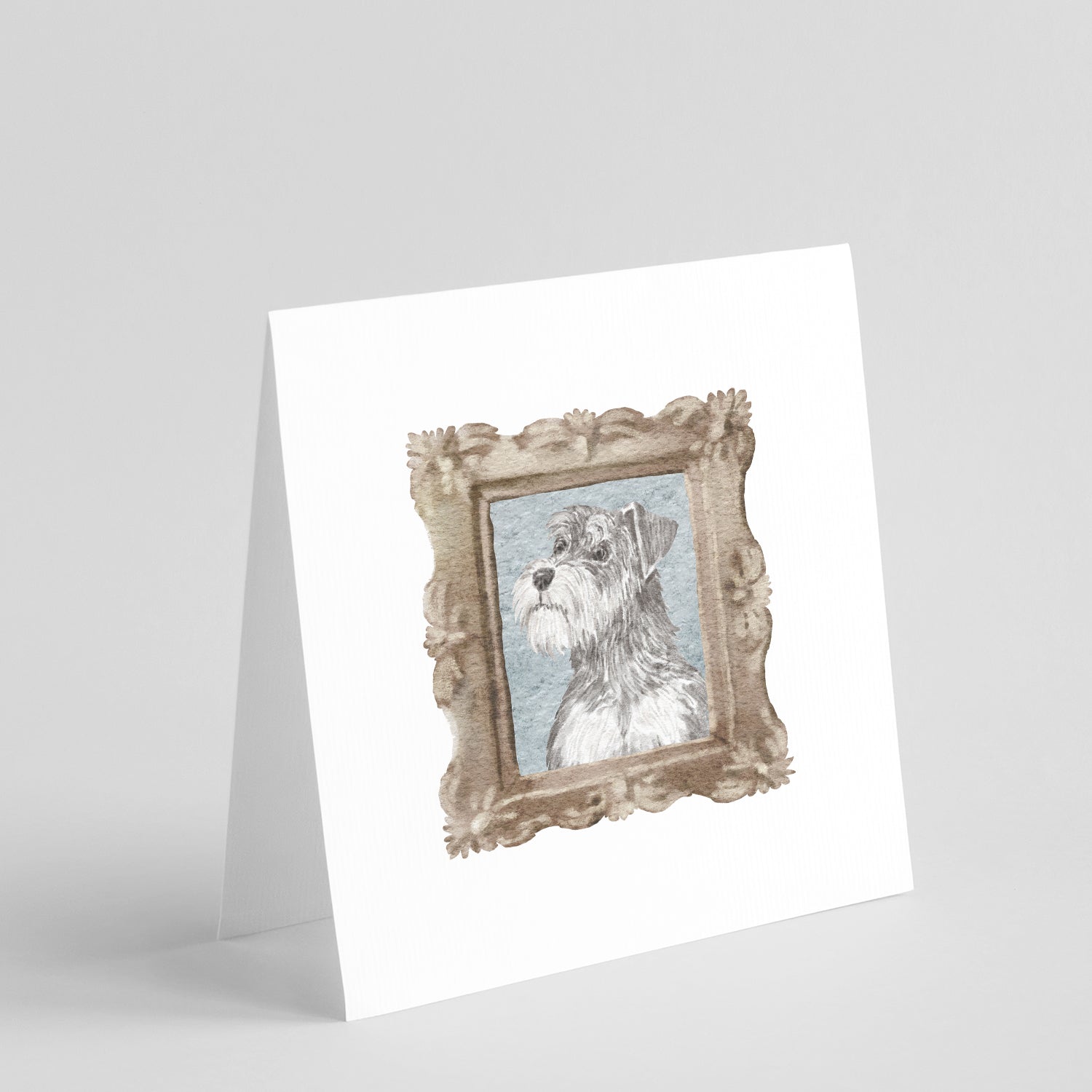 Schnauzer Silver Side View Pretty as a Picture Square Greeting Cards and Envelopes Pack of 8 Blank Cards with Envelopes Blank Thank You Note Greeting Cards Stationery