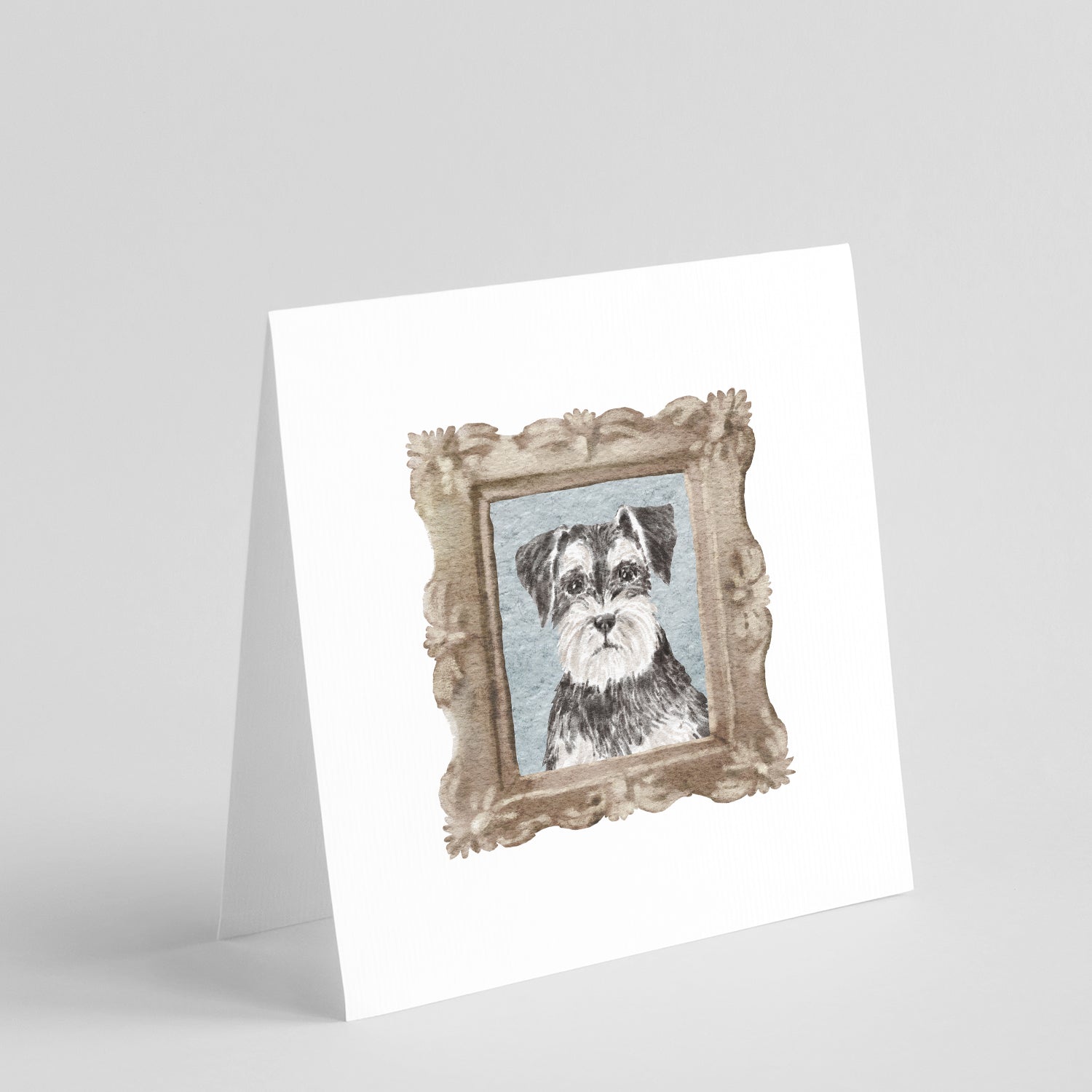 Schnauzer Grey Front View Pretty as a Picture Square Greeting Cards and Envelopes Pack of 8 Blank Cards with Envelopes Blank Thank You Note Greeting Cards Stationery