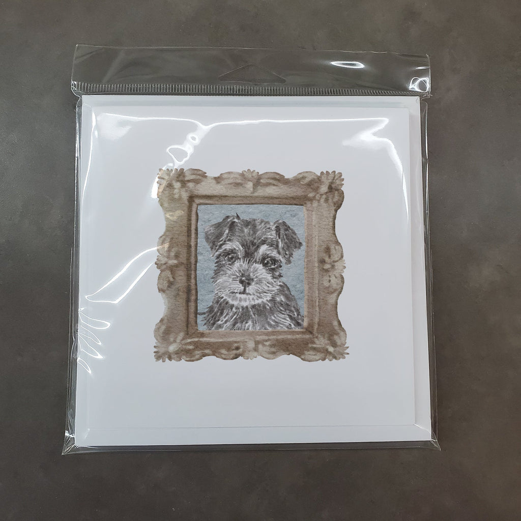 Schnauzer Grey Puppy Pretty as a Picture Square Greeting Cards and Envelopes Pack of 8 Blank Cards with Envelopes Blank Thank You Note Greeting Cards Stationery