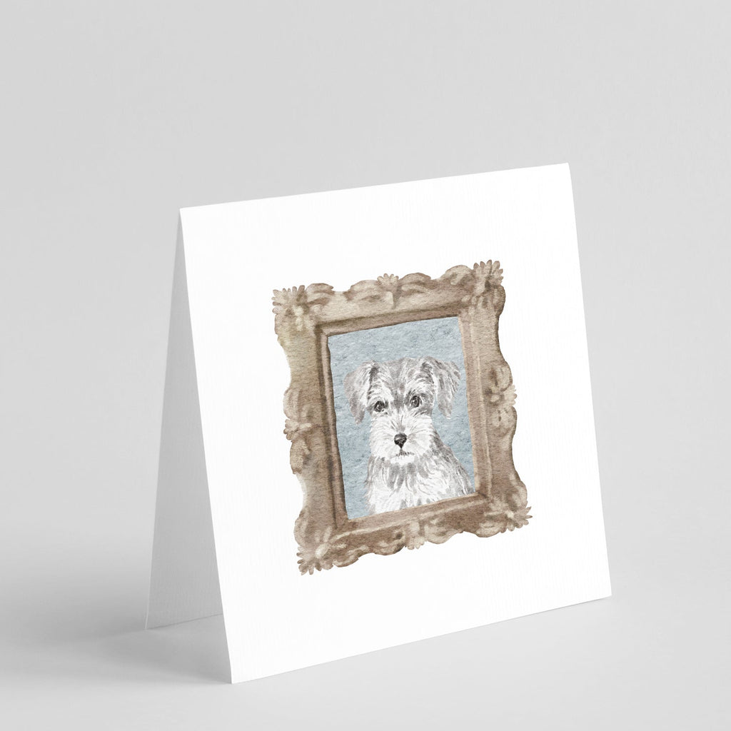 Schnauzer Silver Puppy Pretty as a Picture Square Greeting Cards and Envelopes Pack of 8 Blank Cards with Envelopes Blank Thank You Note Greeting Cards Stationery