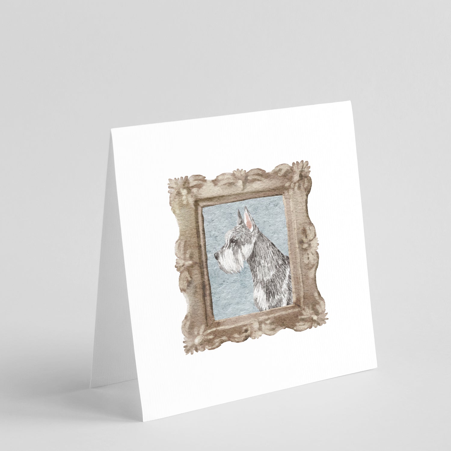 Schnauzer Side View 3 Pretty as a Picture Square Greeting Cards and Envelopes Pack of 8 Blank Cards with Envelopes Blank Thank You Note Greeting Cards Stationery