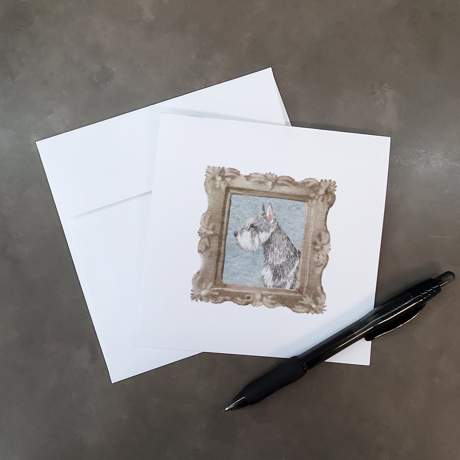 Schnauzer Side View 3 Pretty as a Picture Square Greeting Cards and Envelopes Pack of 8 Blank Cards with Envelopes Blank Thank You Note Greeting Cards Stationery