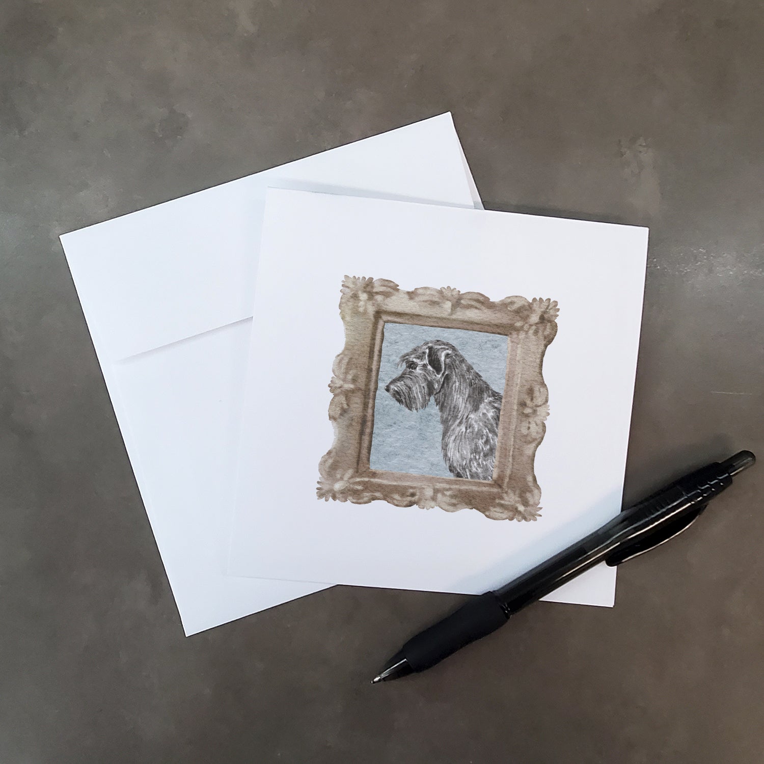 Schnauzer Grey Side View Pretty as a Picture Square Greeting Cards and Envelopes Pack of 8 Blank Cards with Envelopes Blank Thank You Note Greeting Cards Stationery