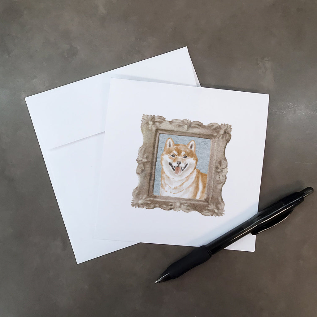 Shiba Inu Red Front View Pretty as a Picture Square Greeting Cards and Envelopes Pack of 8 Blank Cards with Envelopes Blank Thank You Note Greeting Cards Stationery