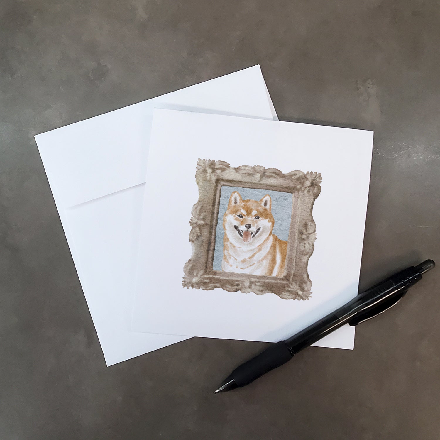 Shiba Inu Red Front View Pretty as a Picture Square Greeting Cards and Envelopes Pack of 8 Blank Cards with Envelopes Blank Thank You Note Greeting Cards Stationery