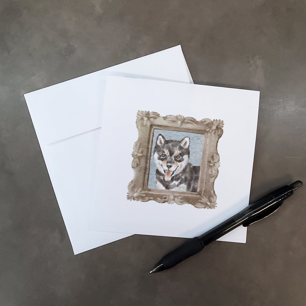 Shiba Inu Sesame Puppy Pretty as a Picture Square Greeting Cards and Envelopes Pack of 8 Blank Cards with Envelopes Blank Thank You Note Greeting Cards Stationery