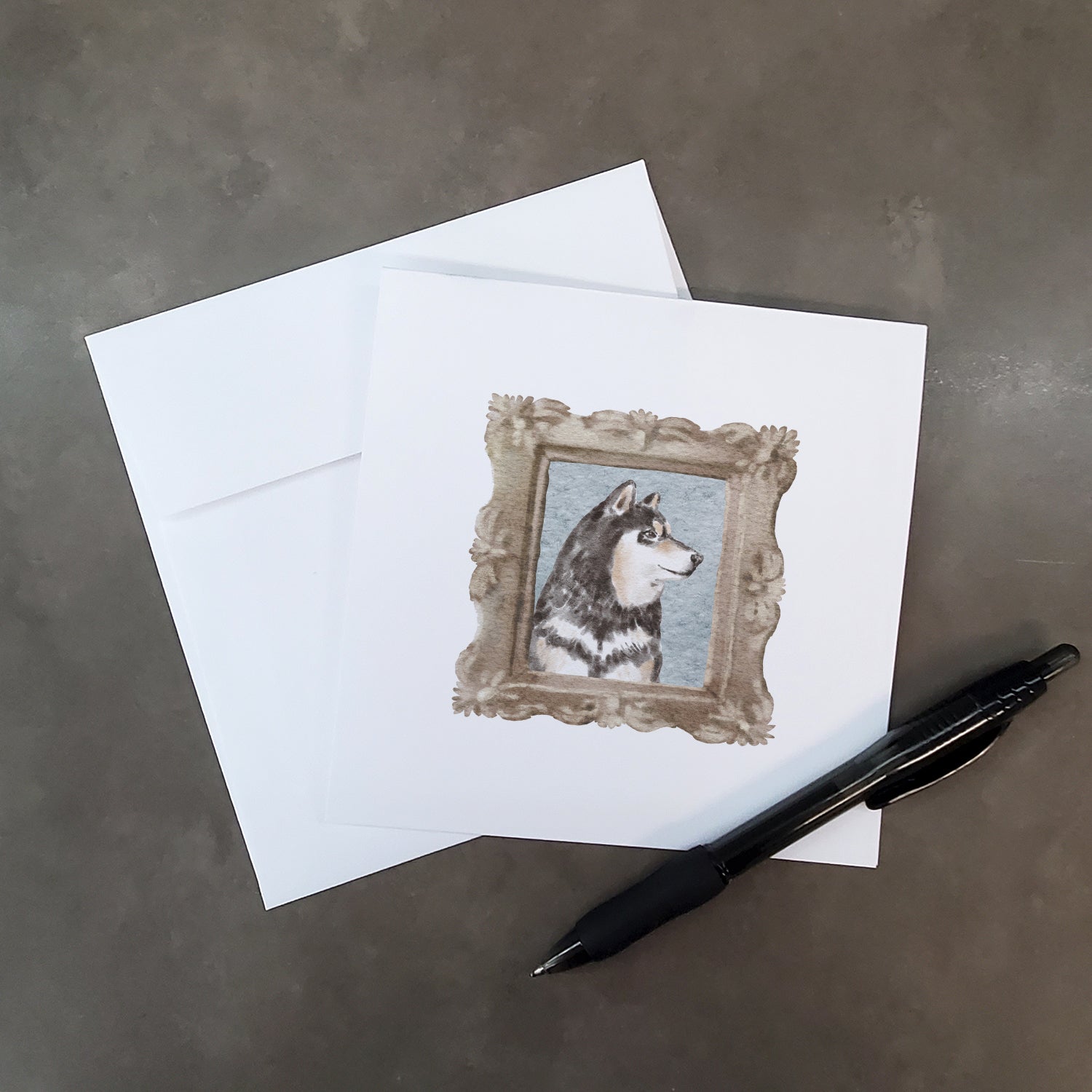 Shiba Inu Sesame Side View 2 Pretty as a Picture Square Greeting Cards and Envelopes Pack of 8 Blank Cards with Envelopes Blank Thank You Note Greeting Cards Stationery