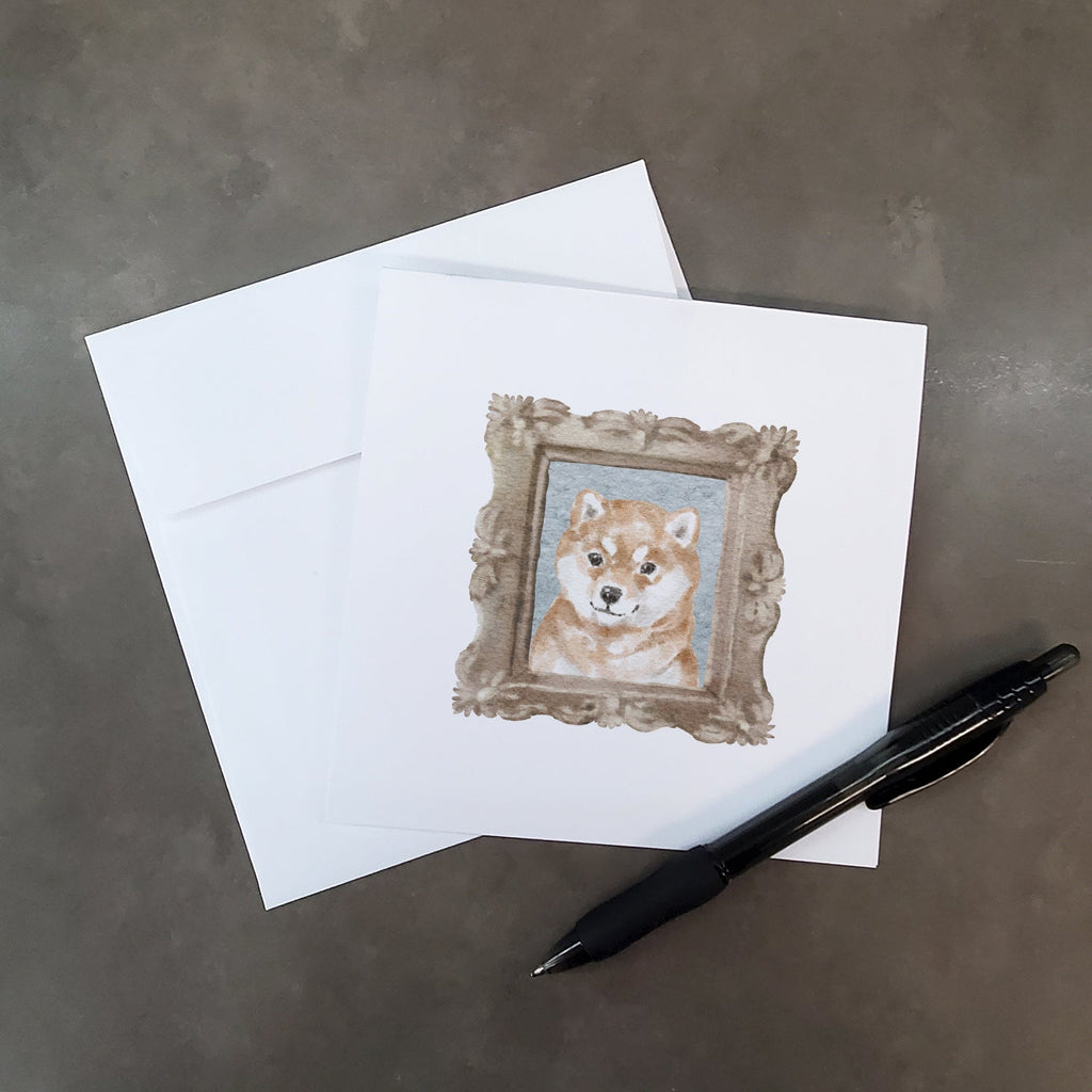 Shiba Inu Red Puppy Pretty as a Picture Square Greeting Cards and Envelopes Pack of 8 Blank Cards with Envelopes Blank Thank You Note Greeting Cards Stationery