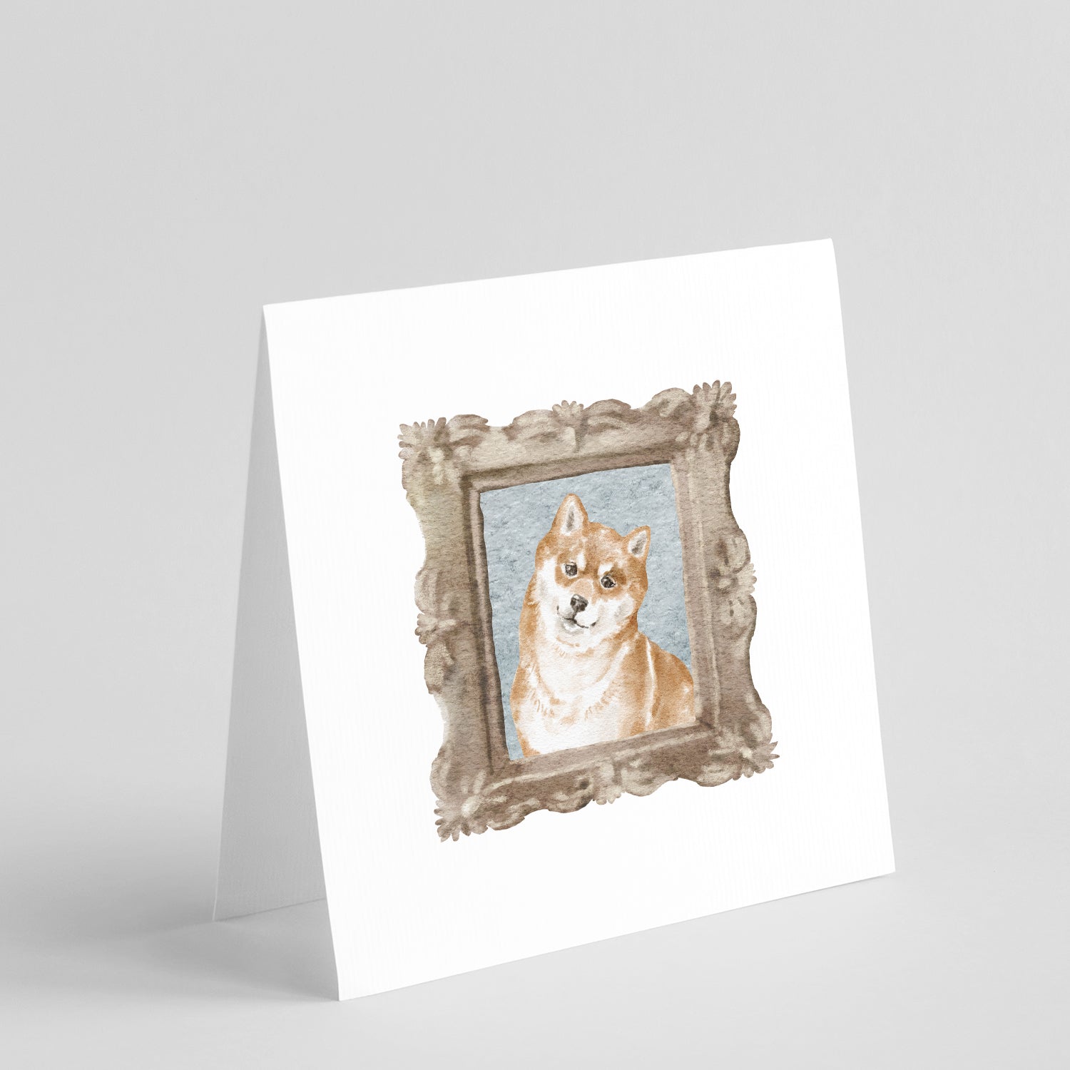 Shiba Inu Red Head Tilt Pretty as a Picture Square Greeting Cards and Envelopes Pack of 8 Blank Cards with Envelopes Blank Thank You Note Greeting Cards Stationery