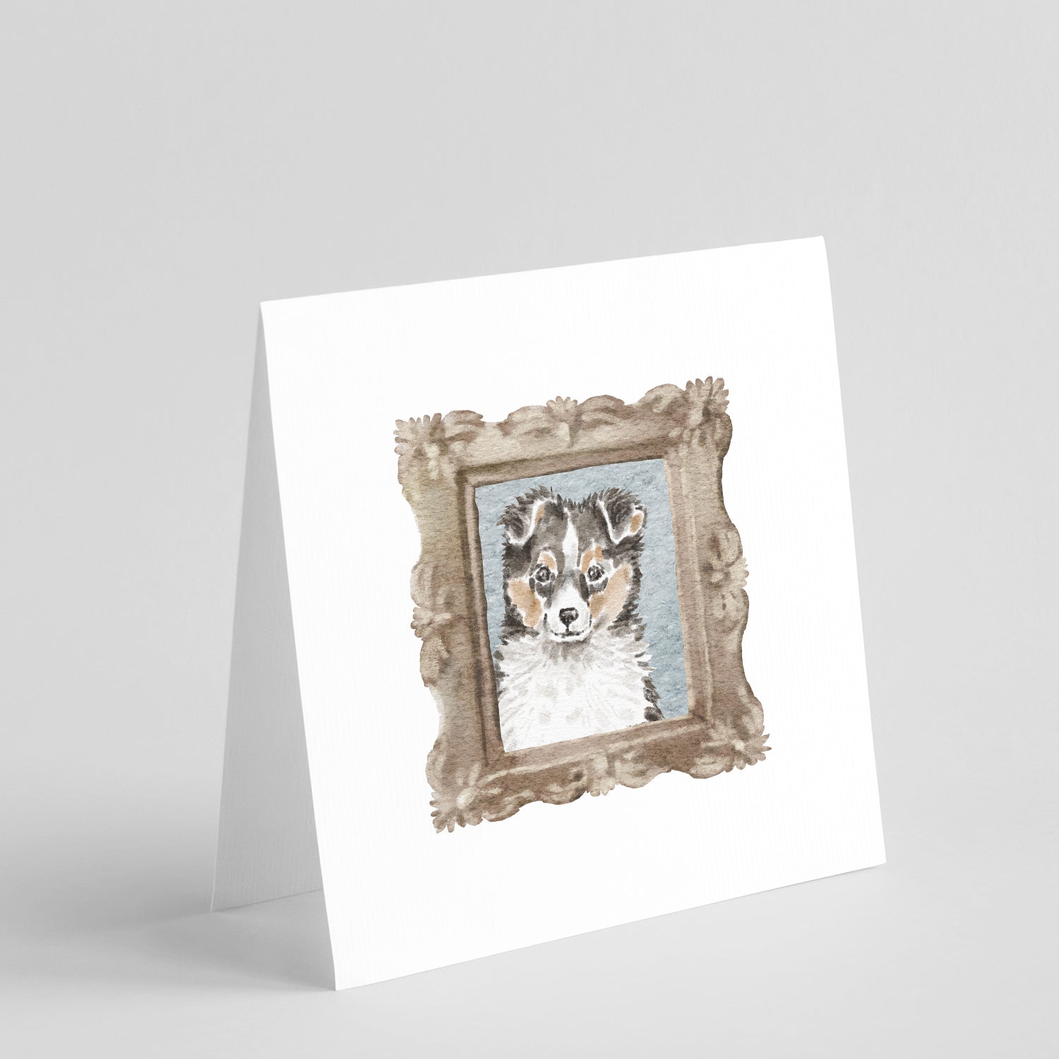 Sheltie Sable Puppy Pretty as a Picture Square Greeting Cards and Envelopes Pack of 8 Blank Cards with Envelopes Blank Thank You Note Greeting Cards Stationery