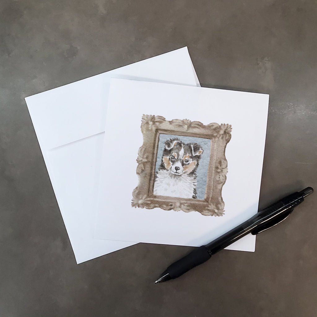 Sheltie Sable Puppy Pretty as a Picture Square Greeting Cards and Envelopes Pack of 8 Blank Cards with Envelopes Blank Thank You Note Greeting Cards Stationery