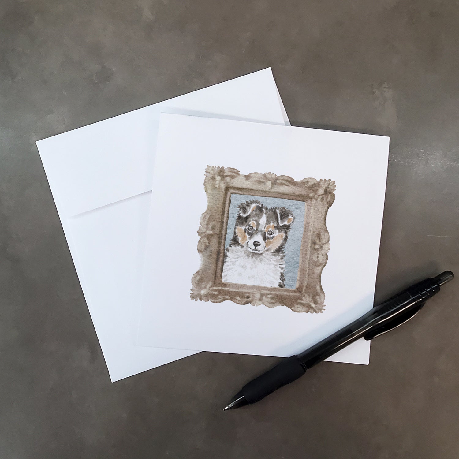 Sheltie Sable Puppy Pretty as a Picture Square Greeting Cards and Envelopes Pack of 8 Blank Cards with Envelopes Blank Thank You Note Greeting Cards Stationery