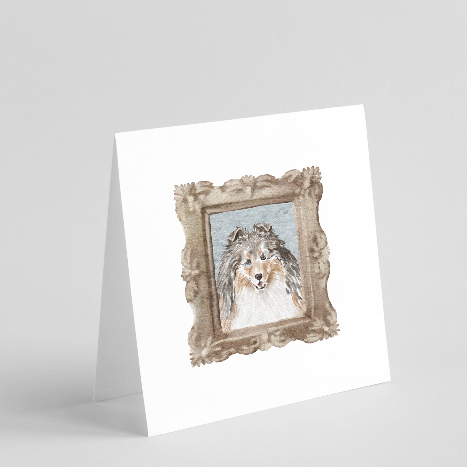 Sheltie Sable Smile Pretty as a Picture Square Greeting Cards and Envelopes Pack of 8 Blank Cards with Envelopes Blank Thank You Note Greeting Cards Stationery
