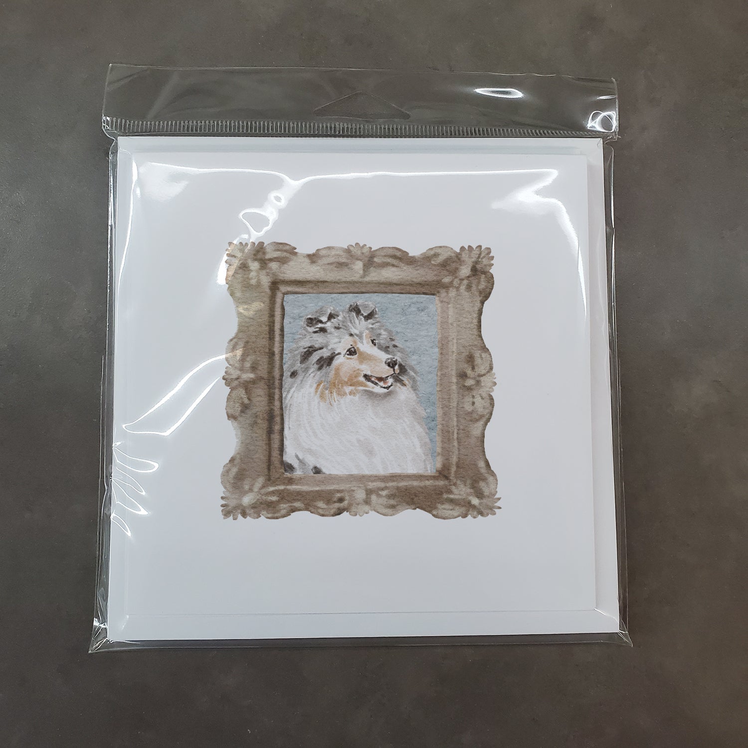 Sheltie Blue Merle Side View Pretty as a Picture Square Greeting Cards and Envelopes Pack of 8 Blank Cards with Envelopes Blank Thank You Note Greeting Cards Stationery