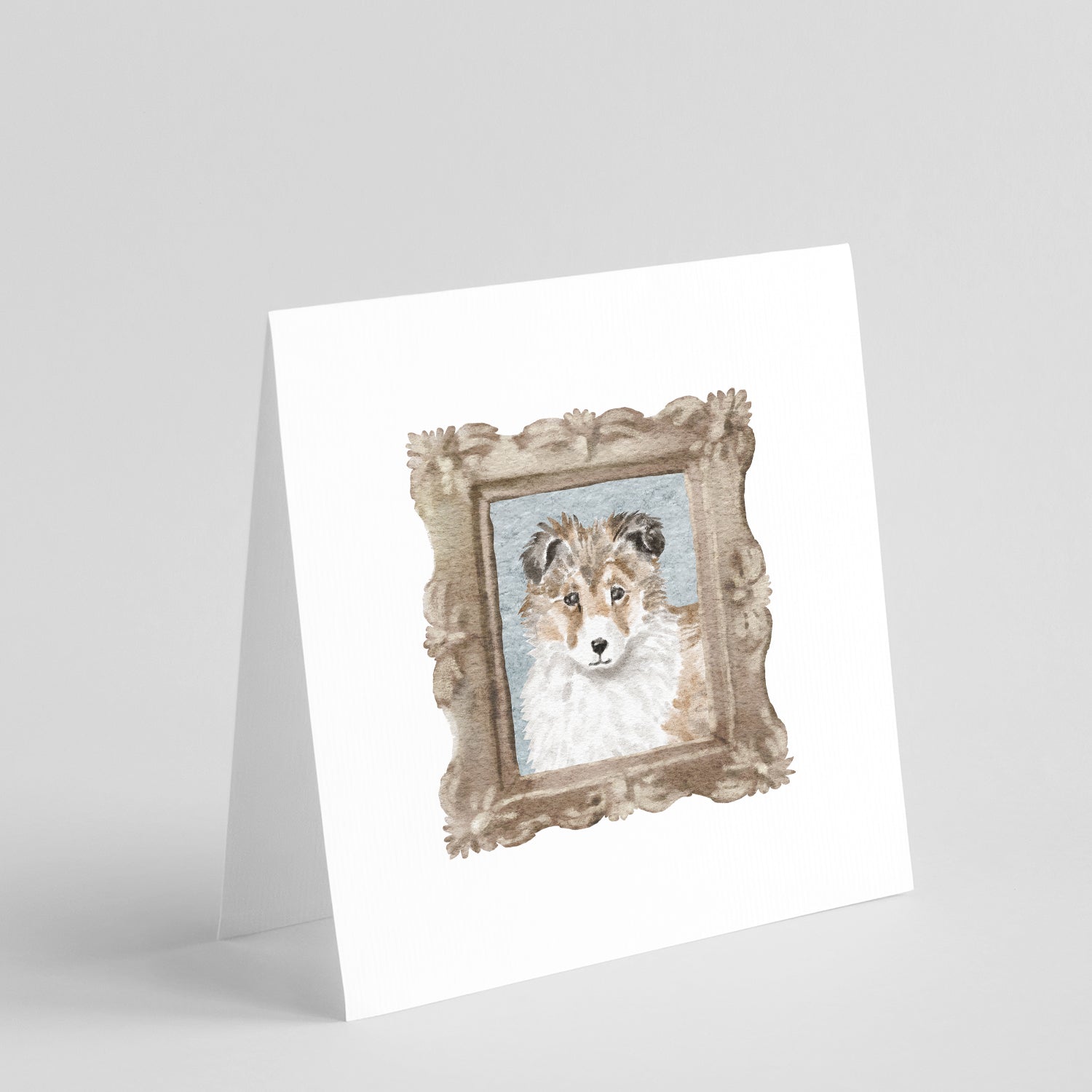 Sheltie Sable Puppy 3 Pretty as a Picture Square Greeting Cards and Envelopes Pack of 8 Blank Cards with Envelopes Blank Thank You Note Greeting Cards Stationery