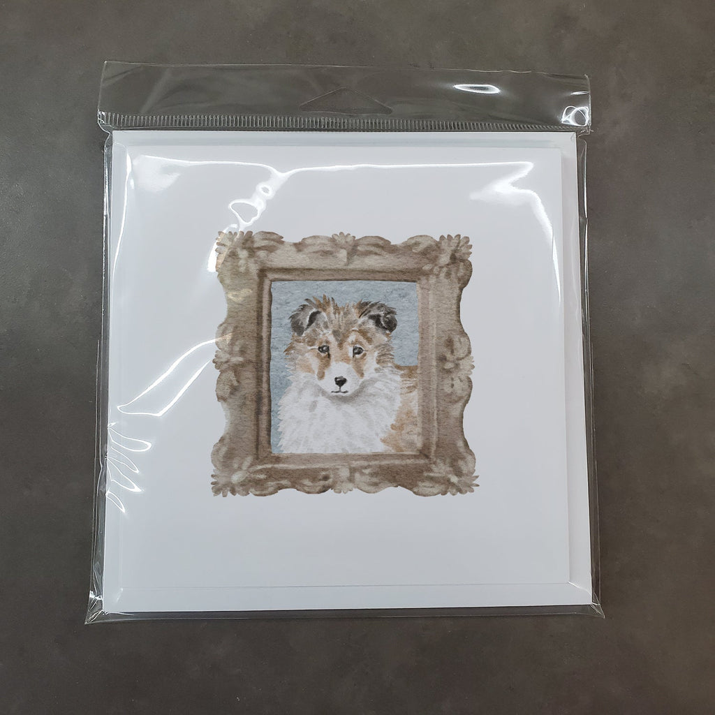 Sheltie Sable Puppy 3 Pretty as a Picture Square Greeting Cards and Envelopes Pack of 8 Blank Cards with Envelopes Blank Thank You Note Greeting Cards Stationery