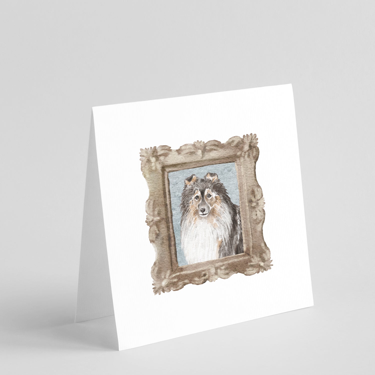 Sheltie Sable Front View 2 Pretty as a Picture Square Greeting Cards and Envelopes Pack of 8 Blank Cards with Envelopes Blank Thank You Note Greeting Cards Stationery